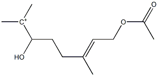 (E)-8-アセトキシ-2,6-ジメチル-3-ヒドロキシ-6-オクテン-2-イウム 化学構造式