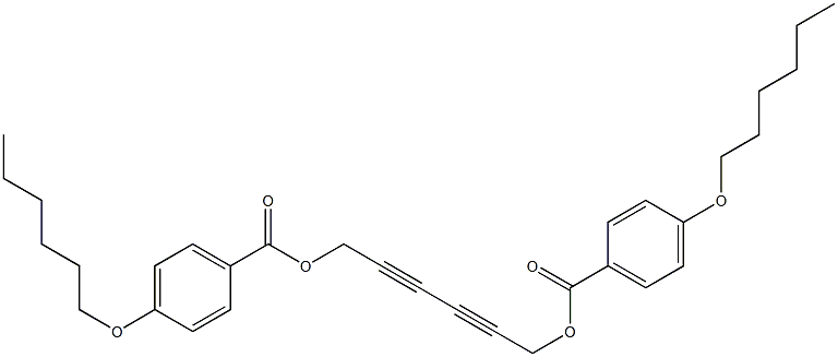 ビス(4-ヘキシルオキシ安息香酸)2,4-ヘキサジイン-1,6-ジイル 化学構造式