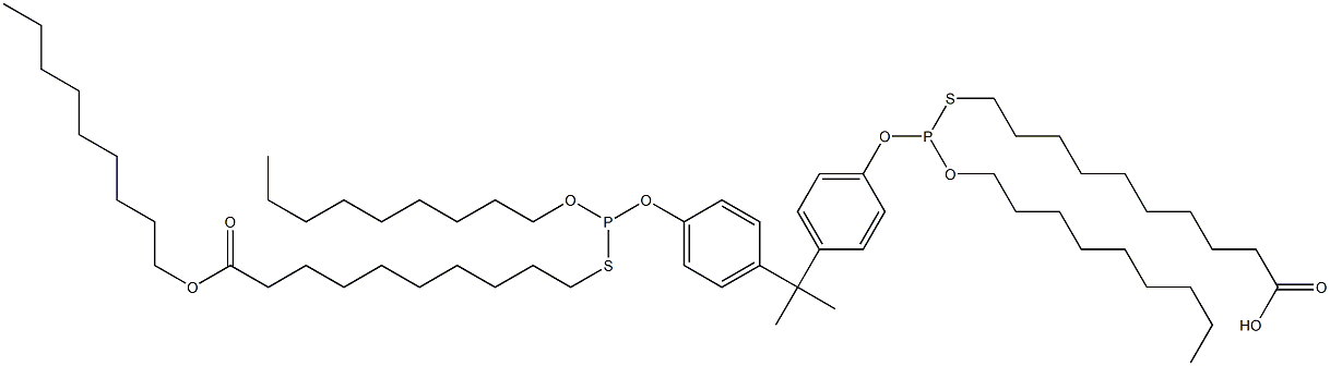 10,10'-[[Isopropylidenebis(4,1-phenyleneoxy)]bis[(nonyloxy)phosphinediylthio]]bis(decanoic acid nonyl) ester Structure