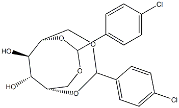 1-O,5-O:2-O,6-O-ビス(4-クロロベンジリデン)-L-グルシトール 化学構造式