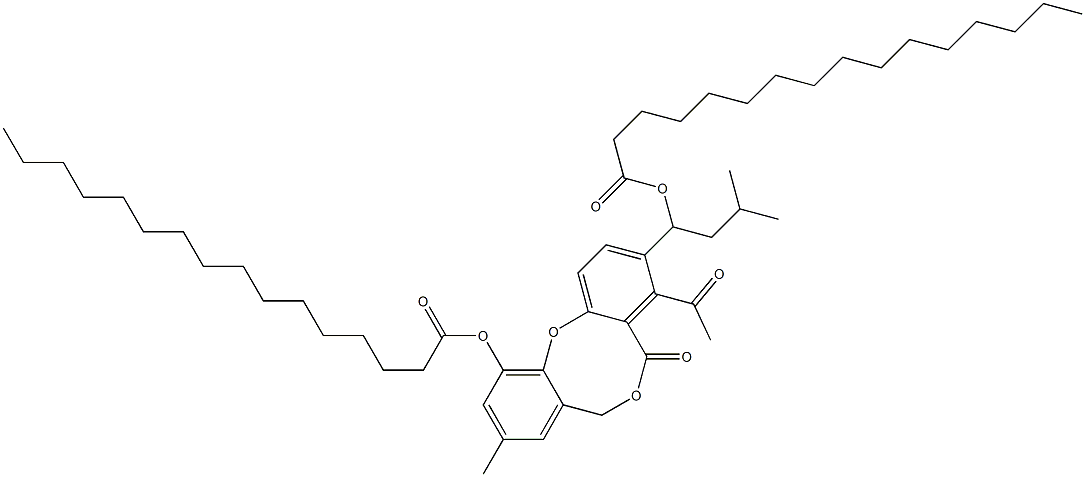 Hexadecanoic acid 4-acetyl-3-[1-(hexadecanoyloxy)-3-methylbutyl]-9-methyl-5-oxo-5H,7H-dibenzo[b,g][1,5]dioxocin-11-yl ester|
