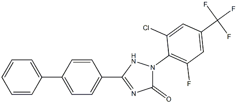 5-(Biphenyl-4-yl)-2-(2-chloro-6-fluoro-4-trifluoromethylphenyl)-1,2-dihydro-3H-1,2,4-triazol-3-one Struktur