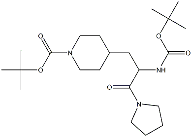 2-N-Boc-amino-3-(1-Boc-piperidin-4-yl)-1-(pyrrolidin-1-yl)propan-1-one 化学構造式