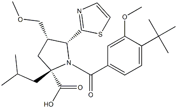 (2S,4S,5R)-1-(4-(tert-butyl)-3-methoxybenzoyl)-2-isobutyl-4-(methoxymethyl)-5-(thiazol-2-yl)pyrrolidine-2-carboxylic acid