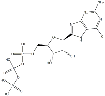2-Amino-6-chloro-(b-D-ribofuranosyl)purine-5'-triphosphate Struktur