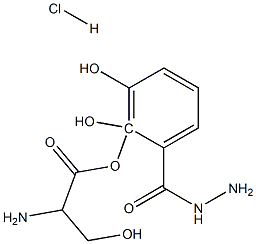 2-((2,3,4- 三羟基苯基)甲基)酰肼-DL-丝氨酸盐酸盐 结构式