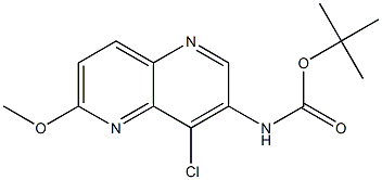 (4-Chloro-6-methoxy-[1,5]naphthyridin-3-yl)-carbamic acid tert-butyl ester Struktur