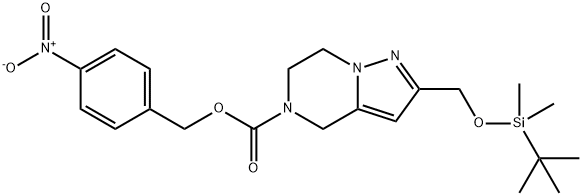 4-nitrobenzyl 2-(((tert-butyldimethylsilyl)oxy)methyl)-6,7-dihydropyrazolo[1,5-a]pyrazine-5(4H)-carboxylate Struktur