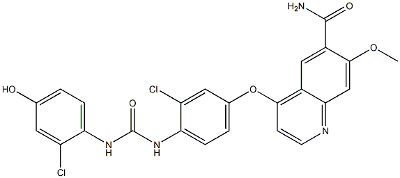 1-(4-(6-carbamoyl-7-methoxyquinolin-4-yloxy)-2-chlorophenyl)-3-(2-chloro-4-hydroxyphenyl)urea Structure
