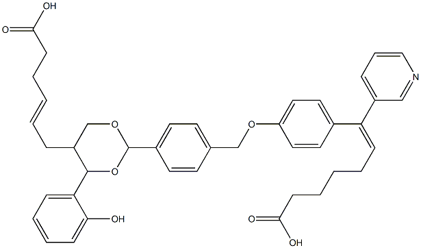 7-(4-((4-(5-(5-carboxypent-2-enyl)-4-(2-hydroxyphenyl)-1,3-dioxan-2-yl)benzyl)oxy)phenyl)-7-(3-pyridyl)hept-6-enoic acid Struktur
