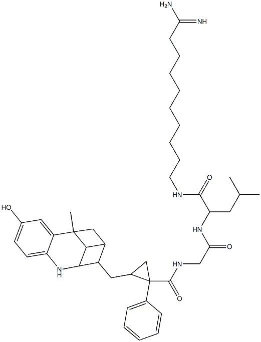N-((1-(5-amidinobutylpentylcarbamoyl)-3-methyl-1-butylcarbamoyl)methyl)-1-phenyl-2-((8-hydroxy-6,11-dimethyl-1,2,5,6-tetrahydro-4H-2,6-methanobenzazocin-3-yl)methyl)cyclopropanecarboxamide Structure