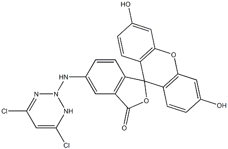 5-((4,6-dichlorotriazin-2-yl)amino)fluorescein Struktur