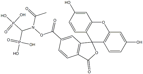 (fluorescein-6-carbonyloxy)acetoaminomethylene bisphosphonic acid Structure