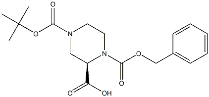 R)-4-叔丁氧羰基-1-苄氧羰基-2-哌嗪羧酸,,结构式