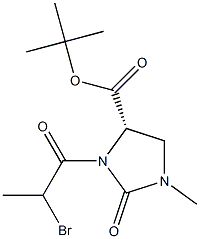 TERT-BUTYL(4S)-1-METHYL-3-(2-BROMOPROPIONYL)-2-OXOIMIDAZOLIDINE-4-CARBOXYLATE Struktur