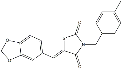 5-[(E)-1,3-benzodioxol-5-ylmethylidene]-3-(4-methylbenzyl)-1,3-thiazolane-2,4-dione