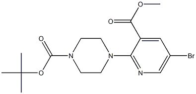 tert-butyl 4-[5-bromo-3-(methoxycarbonyl)-2-pyridinyl]tetrahydro-1(2H)-pyrazinecarboxylate Structure