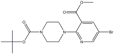 TERT-BUTYL 4-[5-BROMO-3-(METHOXYCARBONYL)-2-PYRIDINYL]TETRAHYDRO-1(2H)-PYRAZINECARBOXYLATE,,结构式