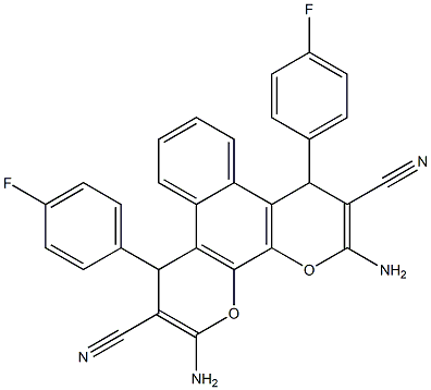 2,11-diamino-4,9-di(4-fluorophenyl)-4,9-dihydrobenzo[f]pyrano[3,2-h]chromene-3,10-dicarbonitrile Struktur