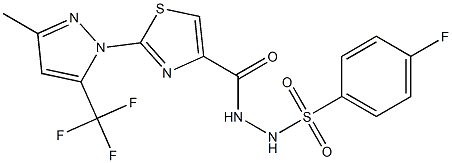 4-fluoro-N'-({2-[3-methyl-5-(trifluoromethyl)-1H-pyrazol-1-yl]-1,3-thiazol-4-yl}carbonyl)benzenesulfonohydrazide Struktur