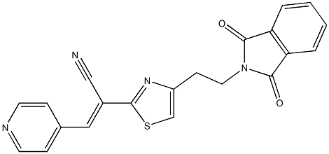 (E)-2-{4-[2-(1,3-dioxo-1,3-dihydro-2H-isoindol-2-yl)ethyl]-1,3-thiazol-2-yl}-3-(4-pyridinyl)-2-propenenitrile Structure