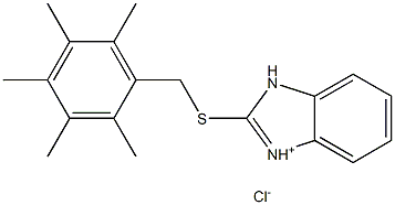 2-[(2,3,4,5,6-pentamethylbenzyl)thio]-3H-benzo[d]imidazol-1-ium chloride Struktur