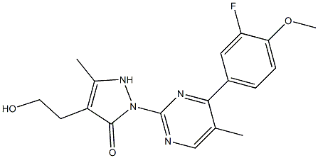 2-[4-(3-fluoro-4-methoxyphenyl)-5-methyl-2-pyrimidinyl]-4-(2-hydroxyethyl)-5-methyl-1,2-dihydro-3H-pyrazol-3-one