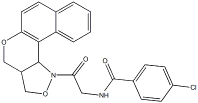 N-{2-[3a,11c-dihydro-3H-benzo[5,6]chromeno[4,3-c]isoxazol-1(4H)-yl]-2-oxoethyl}-4-chlorobenzenecarboxamide Struktur