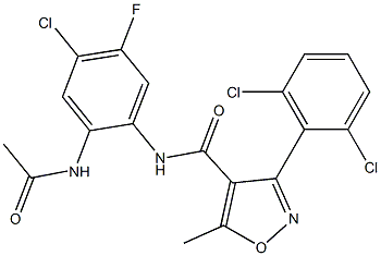 N4-[2-(acetylamino)-4-chloro-5-fluorophenyl]-3-(2,6-dichlorophenyl)-5-methylisoxazole-4-carboxamide Struktur