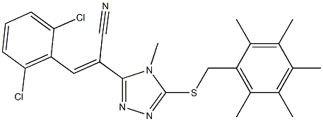  3-(2,6-dichlorophenyl)-2-{4-methyl-5-[(2,3,4,5,6-pentamethylbenzyl)thio]-4H-1,2,4-triazol-3-yl}acrylonitrile
