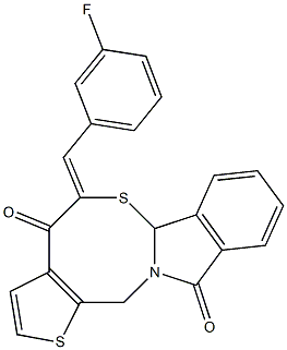 5-[(Z)-(3-fluorophenyl)methylidene]-5H-thieno[2',3':5,6][1,3]thiazocino[2,3-a]isoindole-4,11(6aH,13H)-dione