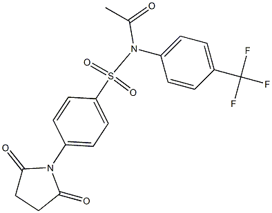 N1-acetyl-N1-[4-(trifluoromethyl)phenyl]-4-(2,5-dioxotetrahydro-1H-pyrrol-1-yl)benzene-1-sulfonamide Structure
