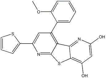 9-(2-methoxyphenyl)-7-(2-thienyl)pyrido[2',3':4,5]thieno[2,3-b]pyridine-2,4-diol Struktur