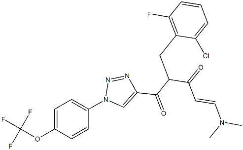 (E)-2-(2-chloro-6-fluorobenzyl)-5-(dimethylamino)-1-{1-[4-(trifluoromethoxy)phenyl]-1H-1,2,3-triazol-4-yl}-4-pentene-1,3-dione Struktur