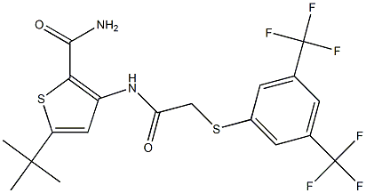 5-(tert-butyl)-3-[(2-{[3,5-di(trifluoromethyl)phenyl]thio}acetyl)amino]thiophene-2-carboxamide