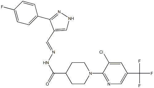 1-[3-chloro-5-(trifluoromethyl)-2-pyridinyl]-N'-{(E)-[3-(4-fluorophenyl)-1H-pyrazol-4-yl]methylidene}-4-piperidinecarbohydrazide Structure