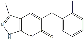 3,4-dimethyl-5-(2-methylbenzyl)pyrano[2,3-c]pyrazol-6(1H)-one Structure