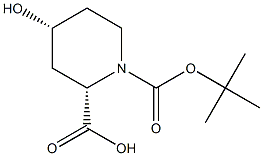 (2S,4R)-1-(tert-butoxycarbonyl)-4-hydroxypiperidine-2-carboxylic acid,,结构式