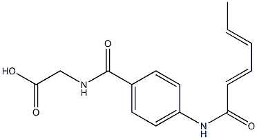 ({4-[(2E,4E)-hexa-2,4-dienoylamino]benzoyl}amino)acetic acid Structure