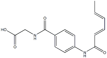 ({4-[(2E,4E)-hexa-2,4-dienoylamino]benzoyl}amino)acetic acid,,结构式