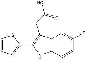 (5-fluoro-2-thien-2-yl-1H-indol-3-yl)acetic acid Struktur