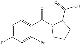 1-(2-bromo-4-fluorobenzoyl)pyrrolidine-2-carboxylic acid Struktur