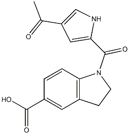 1-[(4-acetyl-1H-pyrrol-2-yl)carbonyl]indoline-5-carboxylic acid Struktur