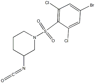 1-[(4-bromo-2,6-dichlorobenzene)sulfonyl]-3-isocyanatopiperidine Structure