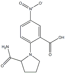 2-(2-carbamoylpyrrolidin-1-yl)-5-nitrobenzoic acid Struktur