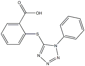 2-[(1-phenyl-1H-tetrazol-5-yl)thio]benzoic acid Struktur