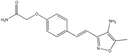 2-{4-[(E)-2-(4-amino-5-methylisoxazol-3-yl)vinyl]phenoxy}acetamide Struktur