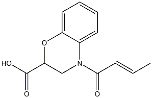 4-[(2E)-but-2-enoyl]-3,4-dihydro-2H-1,4-benzoxazine-2-carboxylic acid Struktur