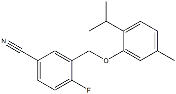 4-fluoro-3-[5-methyl-2-(propan-2-yl)phenoxymethyl]benzonitrile 化学構造式