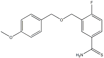 4-fluoro-3-{[(4-methoxyphenyl)methoxy]methyl}benzene-1-carbothioamide Struktur